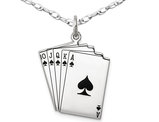 Cards Charm Pendant Necklace in Sterling Silver with Chain